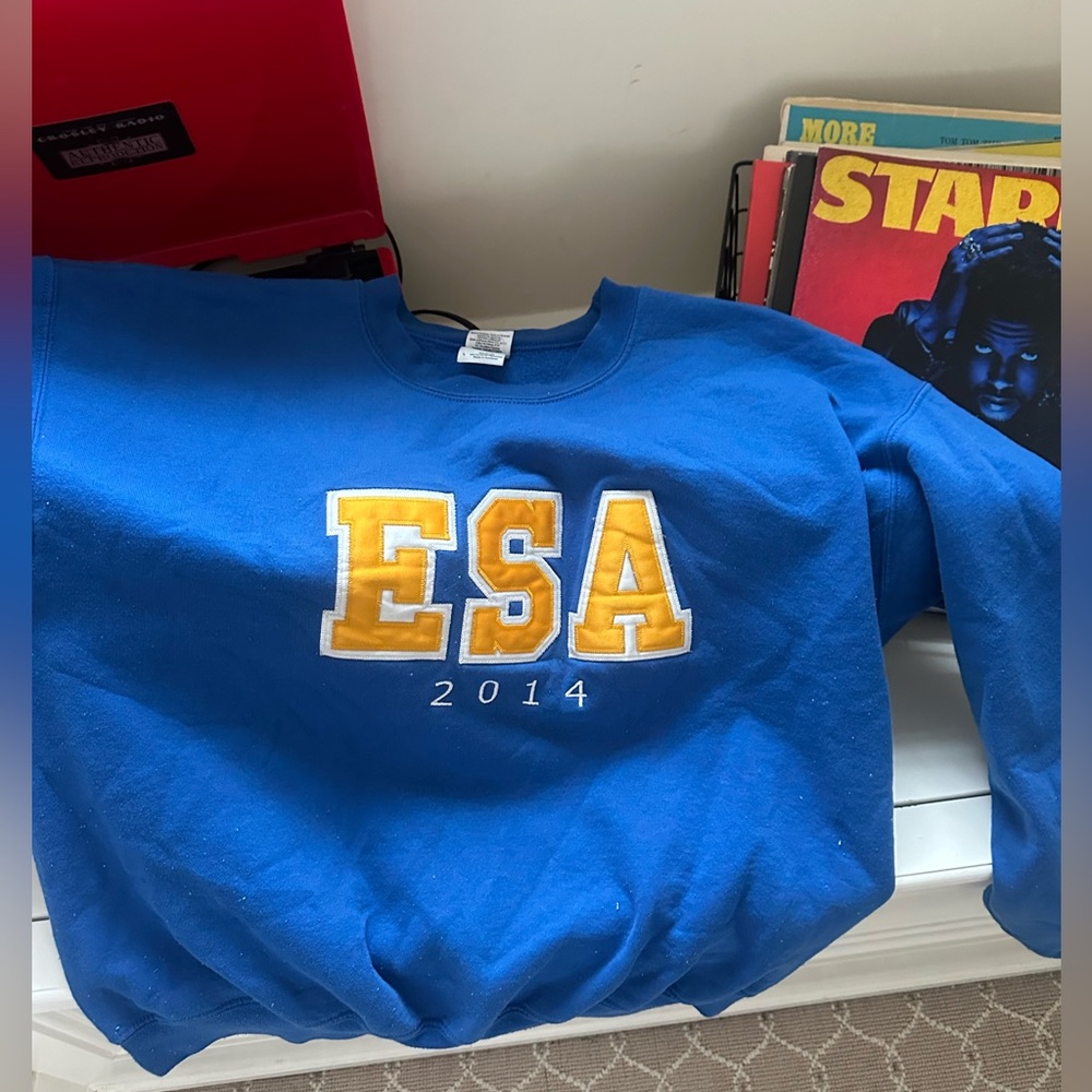 Blue ESA Sweatshirt with Yellow Lettering